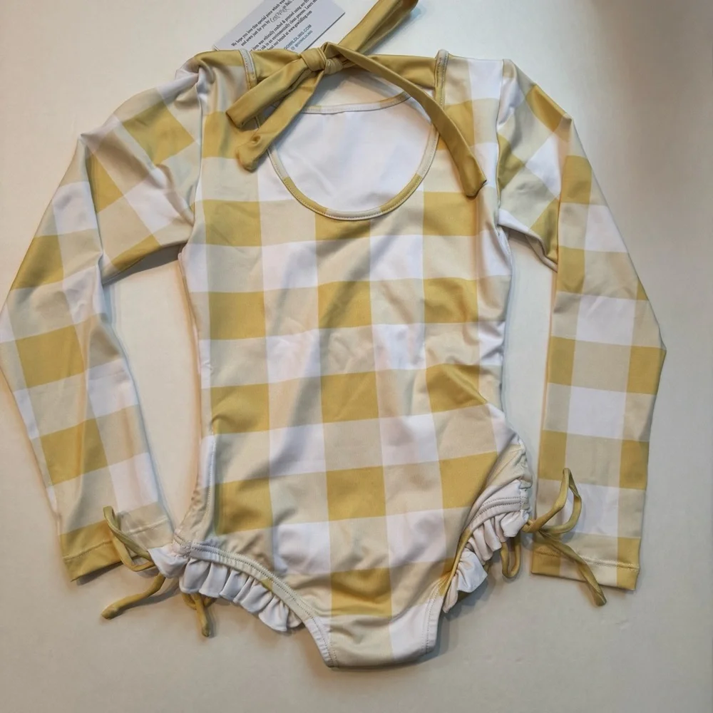 Wildling Rash Guard Long Sleeve Leotard Yellow Buffalo Dance Swim Play Girls 4T